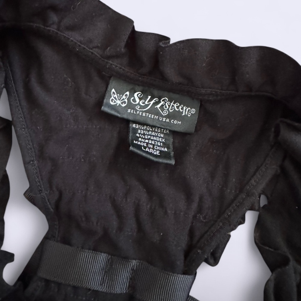 Self Esteem Black Racerback Ruffle Top Ruffles & Bow Y2K Style - Picture 3 of 5